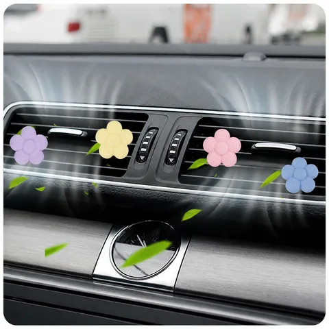 Cute Flower Silicone Car Air Vent Aromatherapy Clip Solid Balm Perfume Diffuser Auto Interior Decoration Accessories
