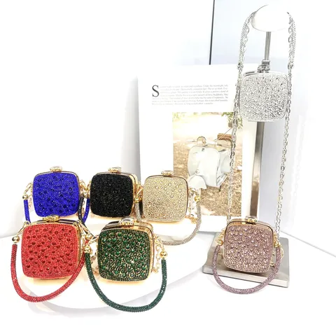 Trendige Acryl Strass Pailletten Mini Umhängetasche Box Bag Glänzende Macaron Farben Schulterhandtasche Abendparty Kettentasche Für Damen