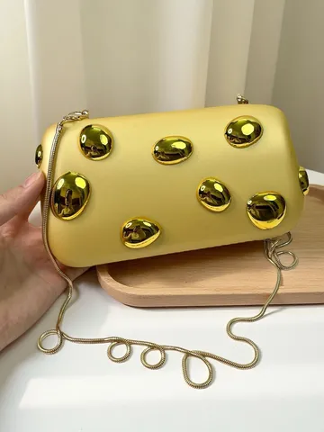 Damen Acryl Umhängetasche Handytasche Nischendesign Urban Minimalistisch Schultertasche Einfarbig Metallperlen Hartschale Abendtasche