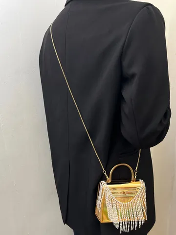 Luxus Acryl Box Tasche Strass Quaste Abend Clutch Für Damen Mode Crossbody Party Handtasche Metallgriff Elegant