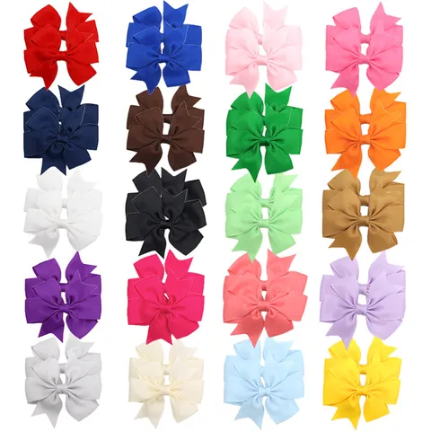 Solid Color Grosgrain Ribbon Bowknot Hair Clips Handmade Alligator Clip Hairpins Casual Celebration Kids Girls Hair Accessories