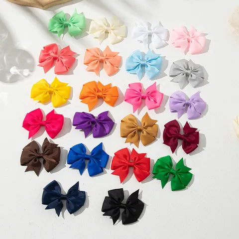 Solid Color Grosgrain Ribbon Bowknot Hair Clips Handmade Alligator Clip Hairpins Casual Celebration Kids Girls Hair Accessories