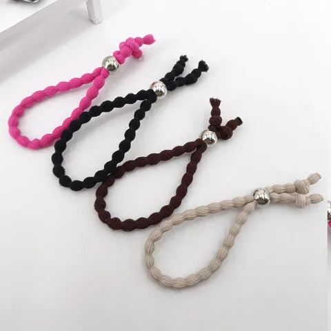 Verstellbares Haargummi Für Damen Afrikanischer Bubble Pferdeschwanz Halter Elastisches Haarseil Mit Metallperle Minimalistisches Stoff Scrunchie Haarzubehör