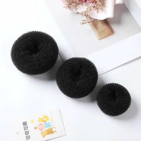 Simple Black Donut Hair Bun Maker For Women Kids Fashion Sponge Mesh Ring Shaper Tool Elegant Hair Accessories Styling Shaper