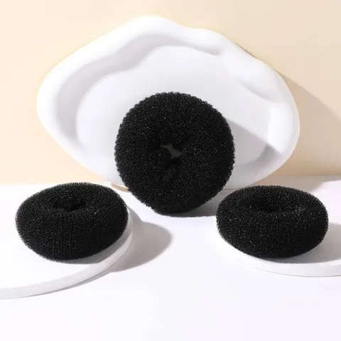 Simple Black Donut Hair Bun Maker For Women Kids Fashion Sponge Mesh Ring Shaper Tool Elegant Hair Accessories Styling Shaper
