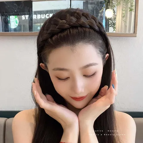 Diadema Trenzada de Cabello Sintético Ancho Diadema de Trenza de Cinco Cabos Voluminizadora Aro para el Cabello Antideslizante Tocado para Mujer Joyería