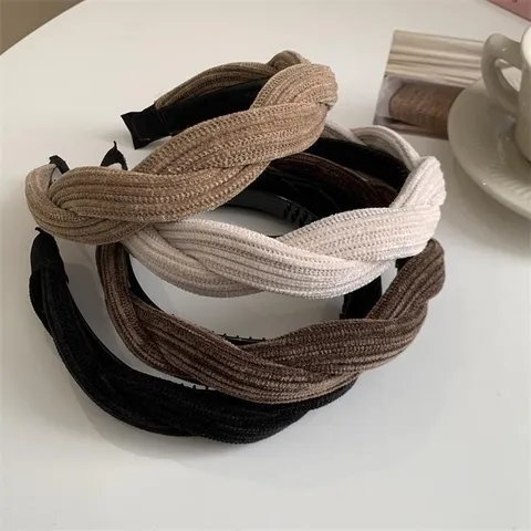 Cerchietto Treccia Torsione Incrociata in Ciniglia Con Denti Antiscivolo Cerchietto Largo Parte Superiore del Cranio Versatile Donna Accessori Capelli
