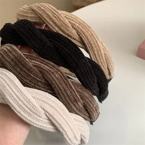 Cerchietto Treccia Torsione Incrociata in Ciniglia Con Denti Antiscivolo Cerchietto Largo Parte Superiore del Cranio Versatile Donna Accessori Capelli