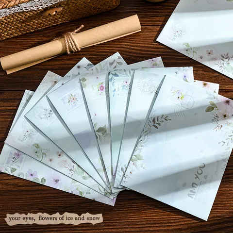 Sobres de Lenguaje de Flores Botánicas Retro Artístico Papel de Pulpa de Madera Juego de Papelería para Estudiantes Carta