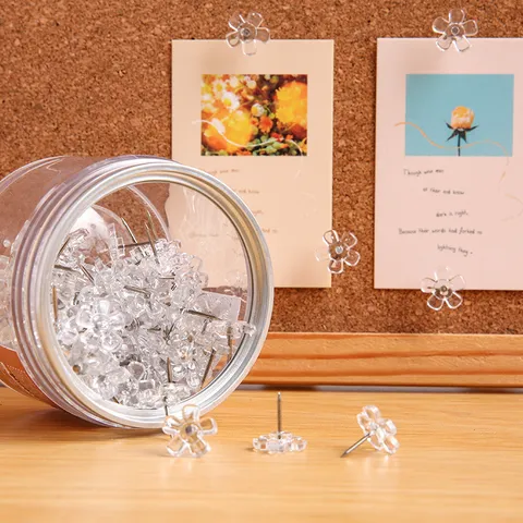 Chinchetas Creativas Transparentes con Forma de Flor de Ciruelo Chinchetas Decorativas para Pared de Fotos Oficina Escuela