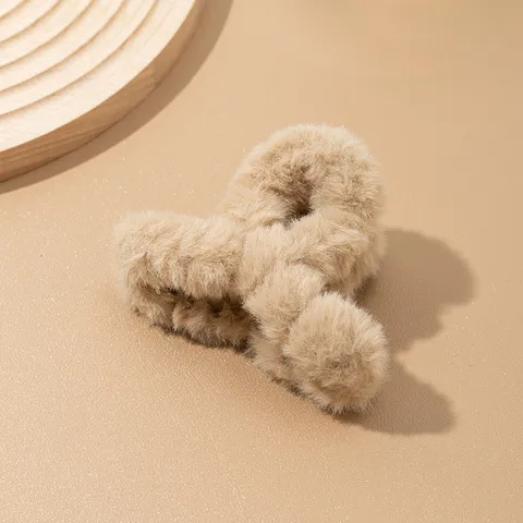 Pinza para el Cabello Grande de Plástico Diseño de Felpa Elegante Pinza de Tiburón Cuadrada Accesorio Mujer