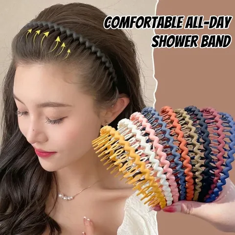 Dames Koreaanse Golf Antislip Haarband Met Tanden Plastic Mat Effen Kleur Hoofdband Mode Haarstyling Accessoires