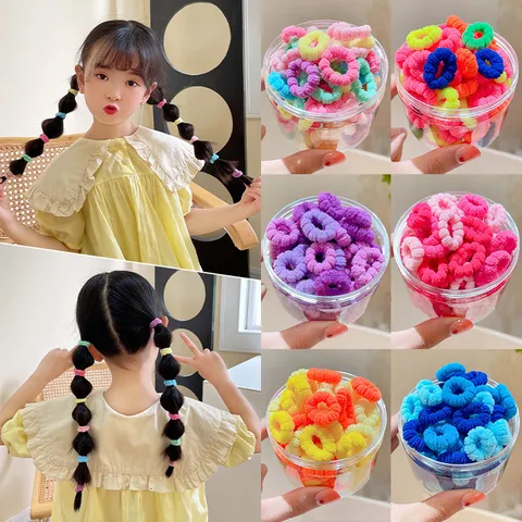 Simpatici Mini Elastici per Capelli in Spugna per Bambine Fasce per Capelli in Nylon ad Alta Elasticità Senza Cuciture Piccoli Anelli per Capelli
