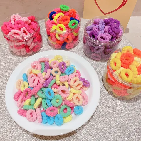 Simpatici Mini Elastici per Capelli in Spugna per Bambine Fasce per Capelli in Nylon ad Alta Elasticità Senza Cuciture Piccoli Anelli per Capelli