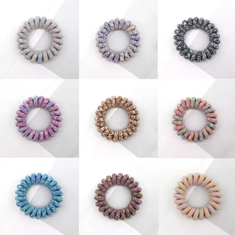 Korean Style Spiral Telephone Cord Hair Ties High Elastic Elastic Hair Bands Frosted Multicolor Scrunchies Ponytail Holders For Women Girls Hair Accessories