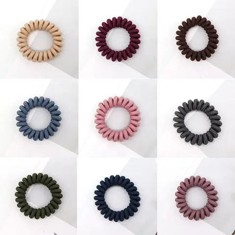 Korean Style Spiral Telephone Cord Hair Ties High Elastic Elastic Hair Bands Frosted Multicolor Scrunchies Ponytail Holders For Women Girls Hair Accessories