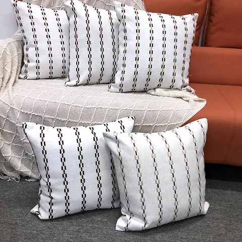 Housse de Coussin Décorative Moderne Minimaliste en Polyester Housse de Coussin Rayée pour Canapé Lit Décoration de Salon