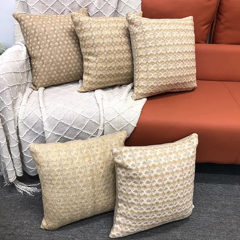 Housse de Coussin Décorative à Grille en Polyester Moderne et Minimaliste Housse Carrée pour Maison Salon Bureau Canapé Lit