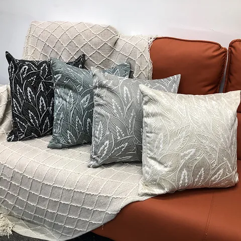 Housse de Coussin Décorative Minimaliste Moderne Motif de Feuille de Plante Housse de Coussin Carrée pour Canapé Salon Décoration de Maison