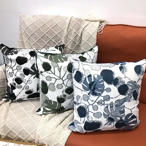 Housse de Coussin en Chenille Moderne Minimaliste Motif de Feuille Décoratif pour Salon Chambre Canapé Maison