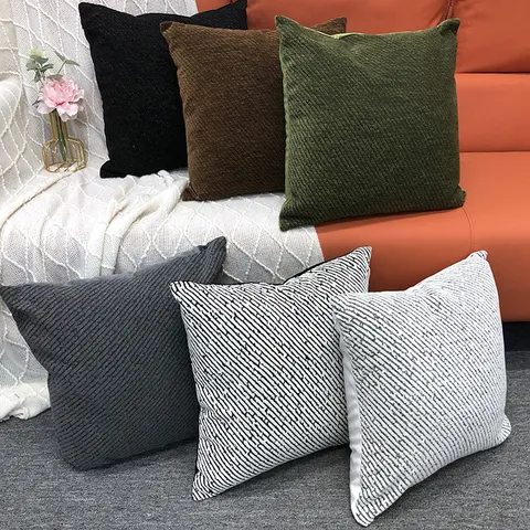 Moderne Minimaliste Housse de Coussin Décorative Polyester Carré Taie d'Oreiller Motif Lignes Housse de Canapé Maison