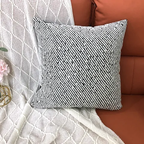 Moderne Minimaliste Housse de Coussin Décorative Polyester Carré Taie d'Oreiller Motif Lignes Housse de Canapé Maison