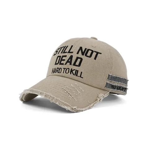 Berretto da Baseball in Cotone Lavato Vintage Unisex Ricamato a Lettere Bordo Vivo Strappato Protezione Solare Dad Hat