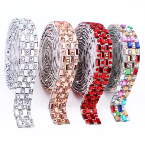 Crystal Rhinestone Strip Self Adhesive Ribbon Roll For Clothing Hat DIY Decoration Craft Crystal Glass Rhinestone Trim