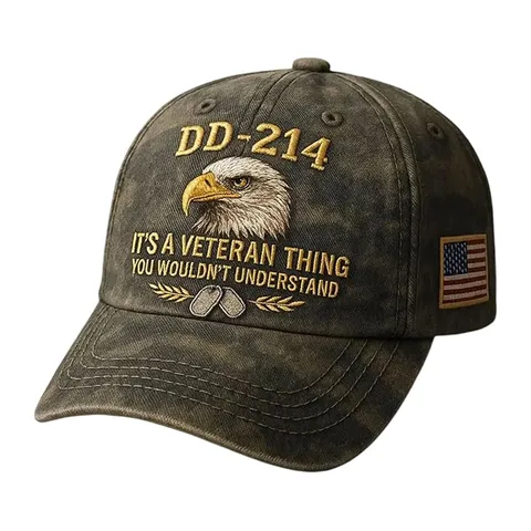 Uomini Donne Berretto da Baseball in Cotone Vintage Veterano Ricamato Aquila Dad Hat Protezione Solare all'Aperto Cappello Casual Regolabile