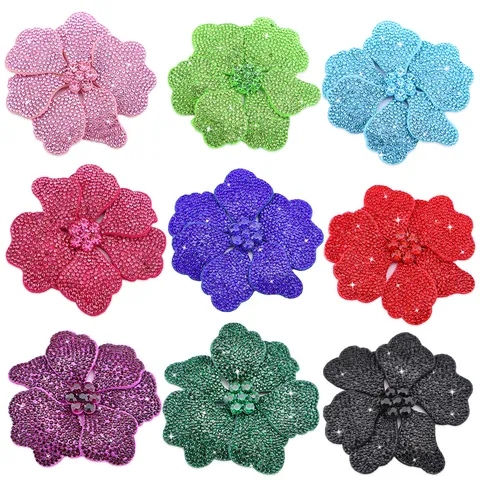 Rhinestone Flower Shoe Clip Clothing Accessory DIY Crystal Floral Patch Non-Woven Fabric Applique Fashion Craft