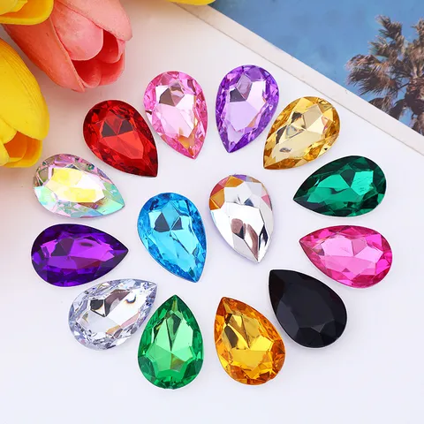 Acrylic Teardrop Rhinestones Flatback Pointed Crystal Gemstones For DIY Garment Craft Sewing Accessories