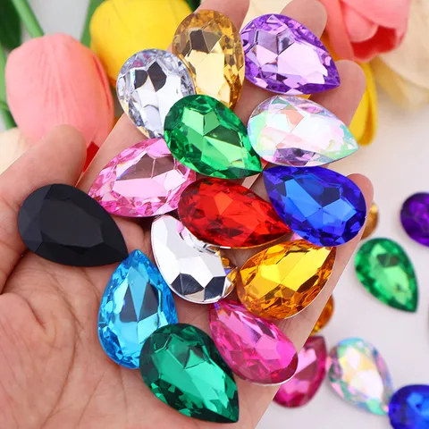 Acrylic Teardrop Rhinestones Flatback Pointed Crystal Gemstones For DIY Garment Craft Sewing Accessories