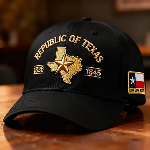 Berretto da Baseball in Cotone Unisex Vintage Repubblica del Texas Ricamato Protezione Solare Regolabile Cappello Sportivo