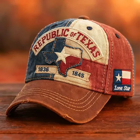 Cappellino da Baseball Vintage in Cotone da Uomo Ricamo Logo Texas Protezione Solare Esterna Regolabile Sport