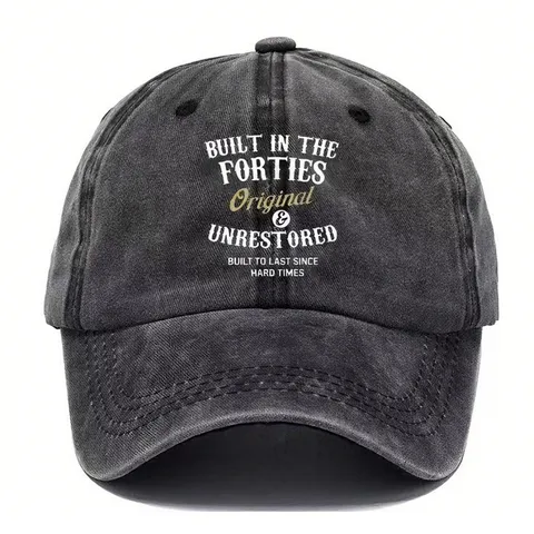 Cappellino da Baseball in Cotone Lavato Vintage Stampa Lettere Effetto Usato Dad Hat Unisex Cappello Sportivo Protezione Solare