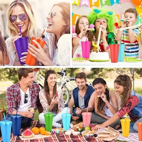 Modern Minimalist PP Plastic Tumbler With Straw Large Capacity Solid Color Water Bottle For Outdoor Party Everyday