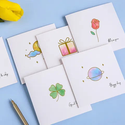 Handgemalte Aquarell Grusskarten Set Mit Umschlagen Siegelaufklebern Suss Kreativ DIY Geburtstag Segen Kleine Karten Schreibwaren Fur Feiertag Geschenk Universal