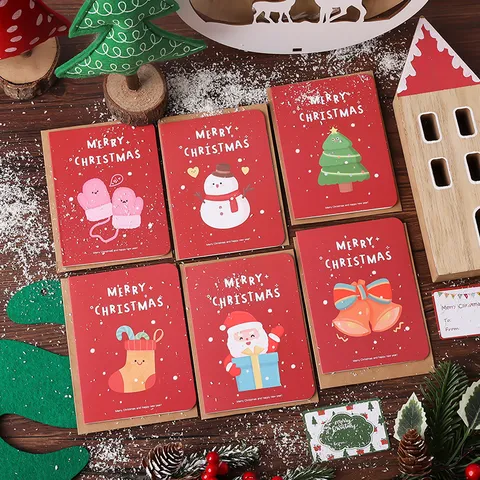 Weihnachten Illustrierte Ölgemälde Stil Grußkarten Set Mit Umschlägen Siegeln Cartoon Weihnachtsmann Schneemann Festliche Segen Karten Geschenk Verpackung Dekoration Pack