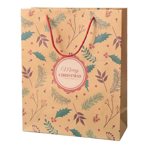 Weihnachten Kraftpapier Geschenktüten Rentier Schneeflocke Muster Festliche Handpapiertüten Für Feiertagsparty Geburtstag Geschenkverpackung