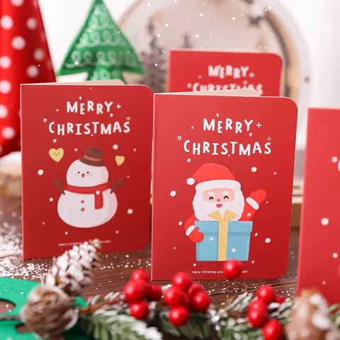 Weihnachten Illustrierte Ölgemälde Stil Grußkarten Set Mit Umschlägen Siegeln Cartoon Weihnachtsmann Schneemann Festliche Segen Karten Geschenk Verpackung Dekoration Pack