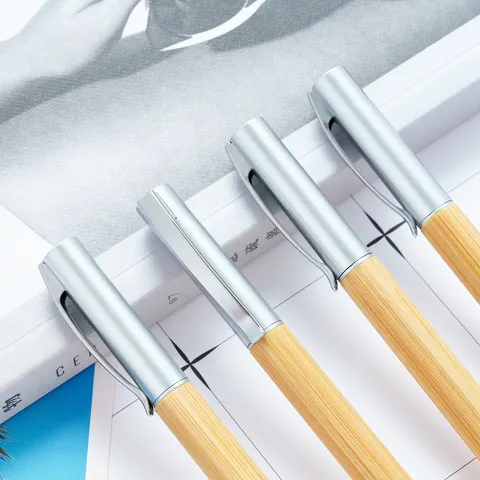 Natural Bamboo Wood Ballpoint Pen Business Office Writing Pen Eco Friendly Rotating Wooden Pen Promotional Gift Pen