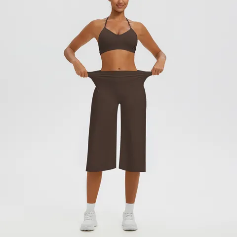 Women Halter Backless Yoga Bra And High Waist Quick Dry Capri Pants Running Sportswear Activewear Top And Bottom