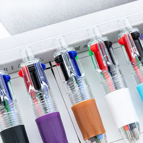 Creative Mini Four Color Ballpoint Pen Transparent Multi Refill Planner Pen Plastic Pen For Office School