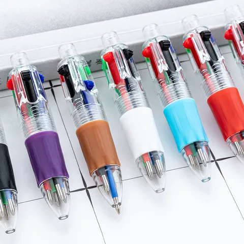 Creative Mini Four Color Ballpoint Pen Transparent Multi Refill Planner Pen Plastic Pen For Office School