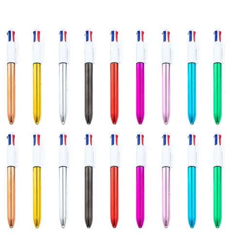 UV Electroplated 4 Color Ballpoint Pen Press Type Multi Color Retractable Pen For Writing School Office Supplies