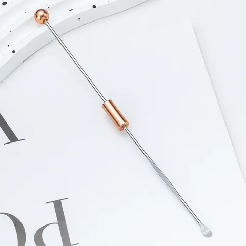 Metal Ear Pick Tool DIY Beaded Ear Wax Removal Tool Long Handle Ear Cleaner