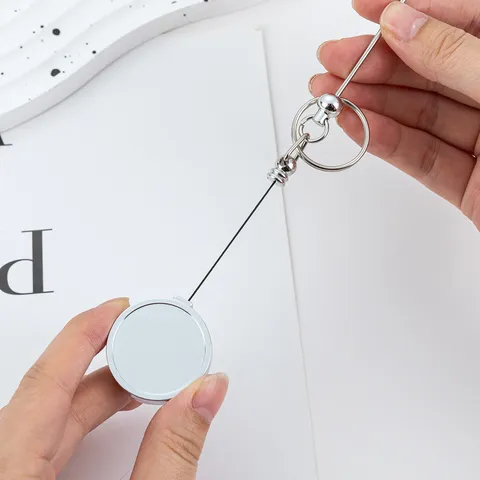 Enrouleur de Badge Rétractable Perlé Métallique Porte-Badge avec Cordon pour Docteur Infirmière Carte d'Identité Fournitures de Bureau