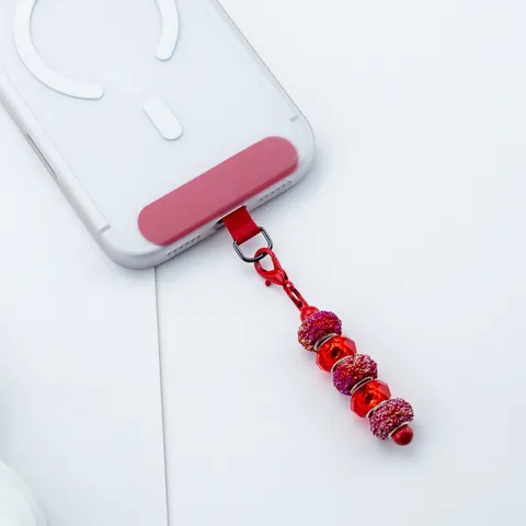 Universal Phone Tether Tab Anti Lost Lanyard Patch With Metal Carabiner And Beaded Charm Accessories For Smartphone Case