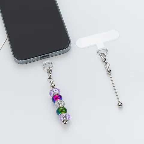 Universal Phone Tether Tab Anti Lost Lanyard Patch With Metal Carabiner And Beaded Charm Accessories For Smartphone Case