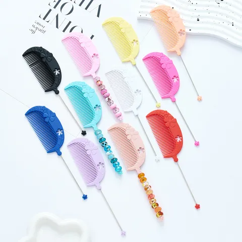 Plastic Hair Comb Styling Tool With Metal Tail Pin Bowknot And Floral Decor DIY Beaded Hair Comb For Women